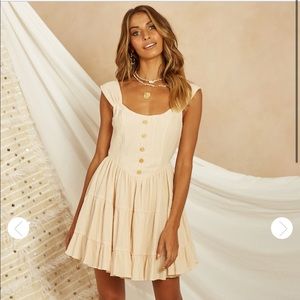 Fortunate One Serra Dress in Beige size Small